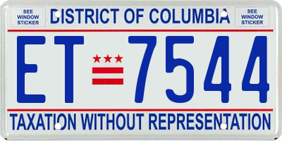 DC license plate ET7544
