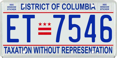 DC license plate ET7546
