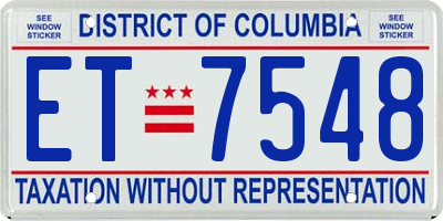 DC license plate ET7548