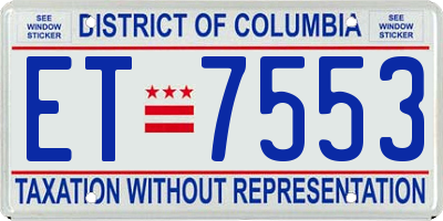 DC license plate ET7553