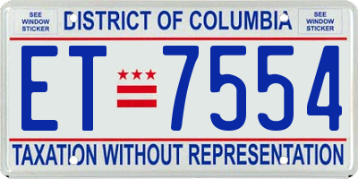 DC license plate ET7554