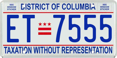 DC license plate ET7555