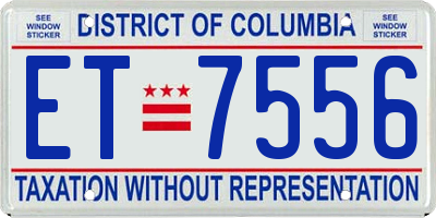 DC license plate ET7556