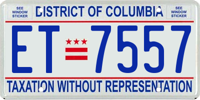 DC license plate ET7557