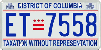 DC license plate ET7558