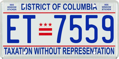 DC license plate ET7559