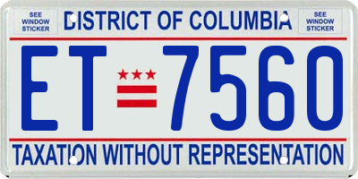 DC license plate ET7560
