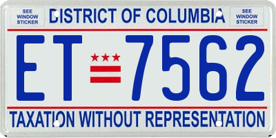 DC license plate ET7562