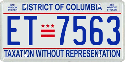 DC license plate ET7563