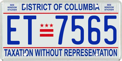 DC license plate ET7565