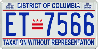 DC license plate ET7566