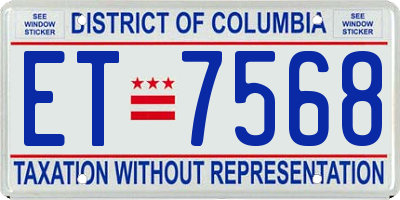 DC license plate ET7568