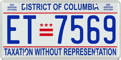 DC license plate ET7569