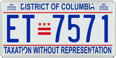 DC license plate ET7571