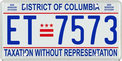 DC license plate ET7573
