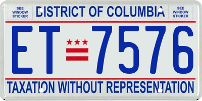 DC license plate ET7576