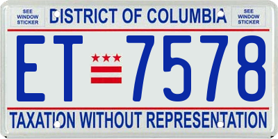 DC license plate ET7578