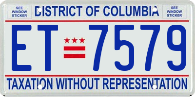 DC license plate ET7579
