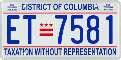 DC license plate ET7581