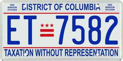 DC license plate ET7582