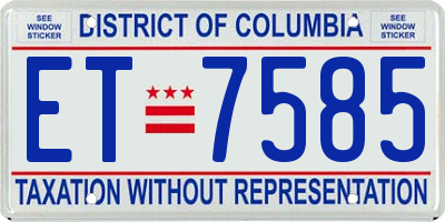 DC license plate ET7585
