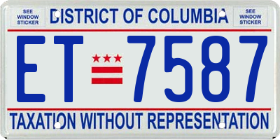 DC license plate ET7587