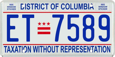 DC license plate ET7589