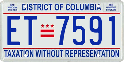 DC license plate ET7591