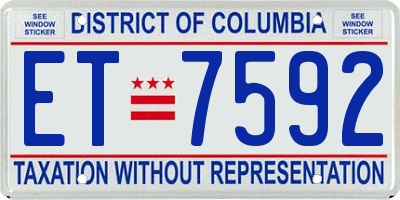 DC license plate ET7592