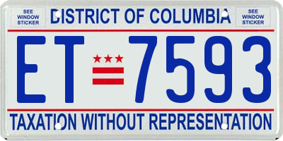 DC license plate ET7593