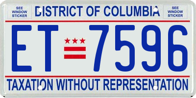DC license plate ET7596