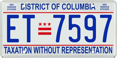 DC license plate ET7597