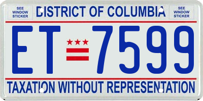 DC license plate ET7599