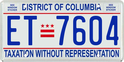 DC license plate ET7604