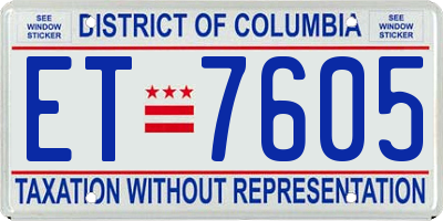 DC license plate ET7605