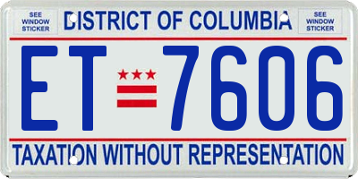 DC license plate ET7606