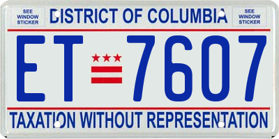 DC license plate ET7607