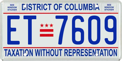 DC license plate ET7609