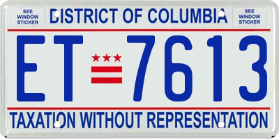DC license plate ET7613