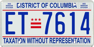 DC license plate ET7614