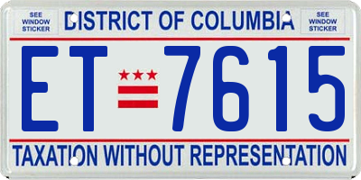 DC license plate ET7615