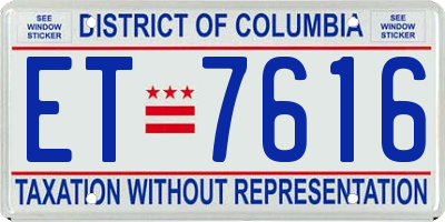 DC license plate ET7616