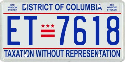 DC license plate ET7618