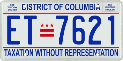 DC license plate ET7621
