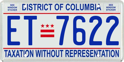 DC license plate ET7622