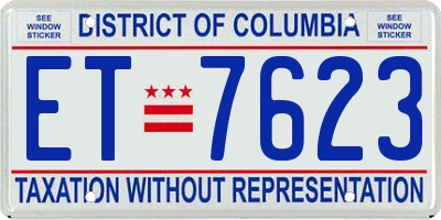 DC license plate ET7623