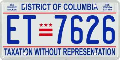 DC license plate ET7626