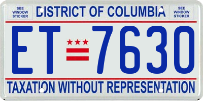 DC license plate ET7630
