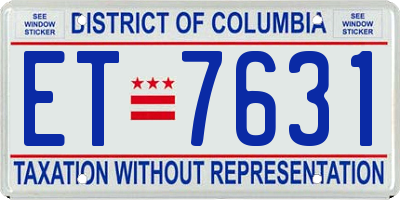DC license plate ET7631