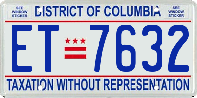 DC license plate ET7632